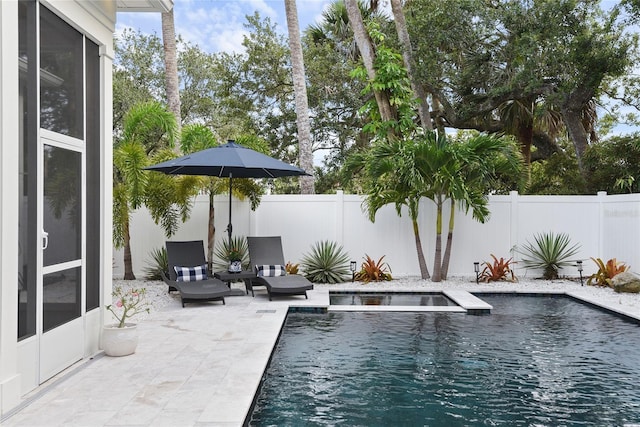 507 S Pine St, New Smyrna Beach, FL 32169 - view of swimming pool featuring a patio area and a fenced backyard