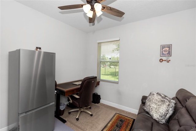 1431 Leitrim Loop, Apopka, FL 32703 - office space with ceiling fan, carpet floors, and baseboards