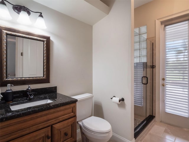 2106 Ridgewind Way, Windermere, FL 34786 - bathroom featuring a shower stall, vanity, and tile patterned flooring