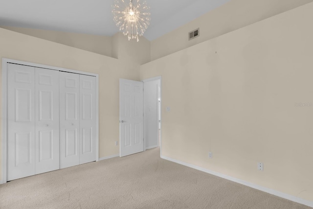 625 Nighthawk Cir, Winter Springs, FL 32708 - unfurnished bedroom with carpet flooring, a chandelier, baseboards, a closet, and high vaulted ceiling