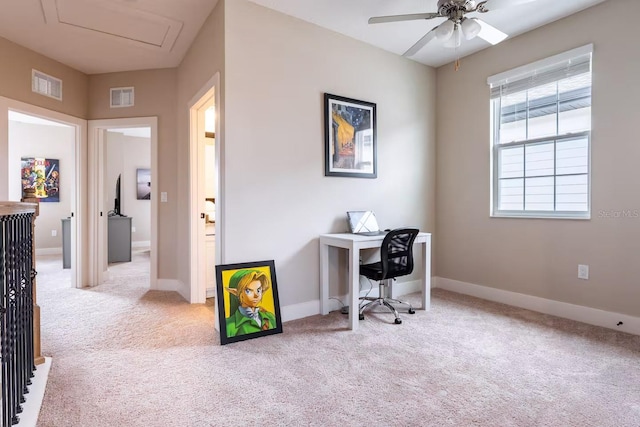 7951 Haverhill Way, Kissimmee, FL 34747 - office with light carpet, ceiling fan, and baseboards
