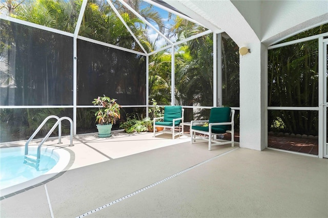 618 Manatee Bay Dr, Cape Canaveral, FL 32920 - outdoor pool with a patio and glass enclosure