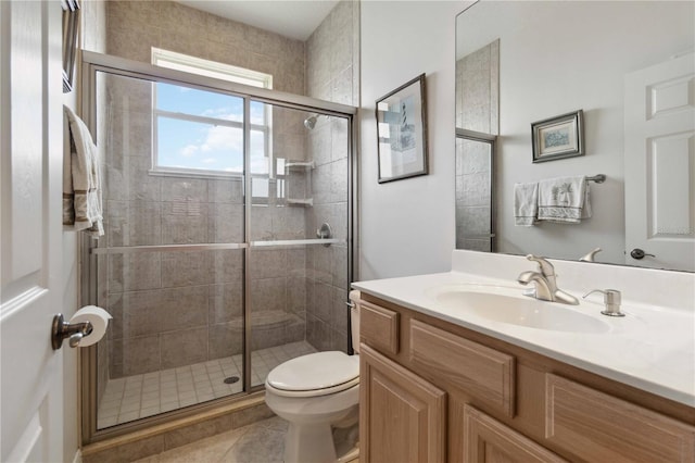 618 Manatee Bay Dr, Cape Canaveral, FL 32920 - bathroom with vanity, a shower stall, and tile patterned flooring