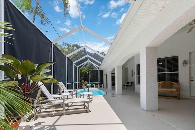 618 Manatee Bay Dr, Cape Canaveral, FL 32920 - outdoor pool featuring a patio and glass enclosure