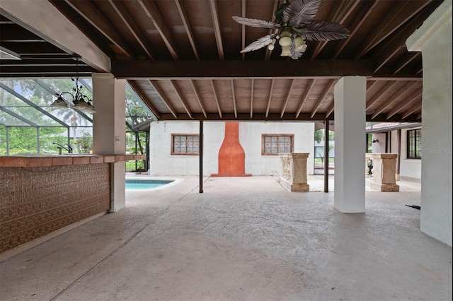 4420 Conway Gardens Rd, Orlando, FL 32806 - view of patio featuring a ceiling fan, glass enclosure, and an outdoor pool
