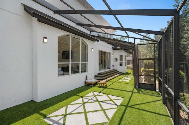8131 Vineland Oaks Blvd, Orlando, FL 32835 - unfurnished sunroom featuring beamed ceiling