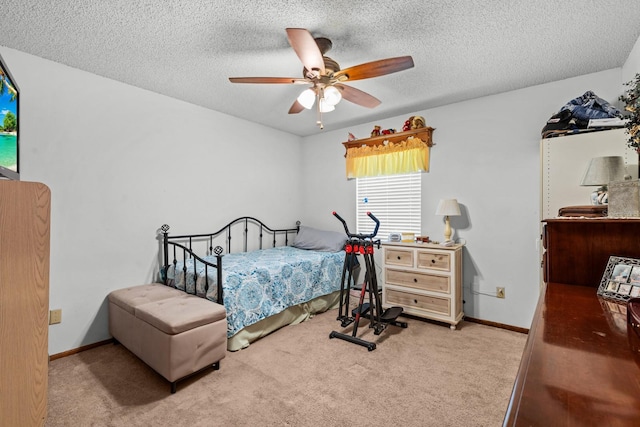 310 E Gulley Ave, Oakland, FL 34760 - bedroom featuring carpet, ceiling fan, a textured ceiling, and baseboards