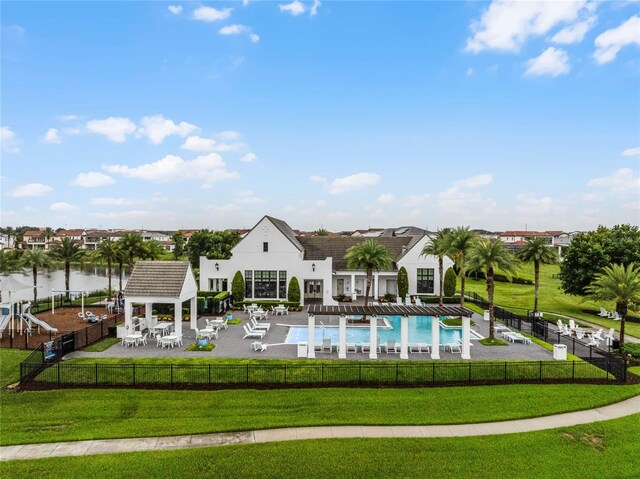 8818 Bismarck Palm Dr, Winter Garden, FL 34787 - community pool featuring a gazebo and a patio area