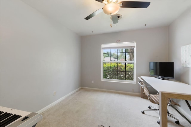 1770 Chinook Trl, Maitland, FL 32751 - office area with light carpet, a ceiling fan, and baseboards