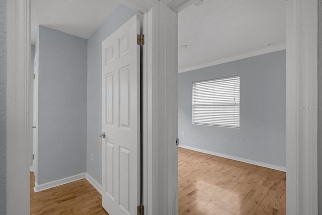 1021 N Forest Ave, Orlando, FL 32803 - hallway featuring wood finished floors, baseboards, and ornamental molding