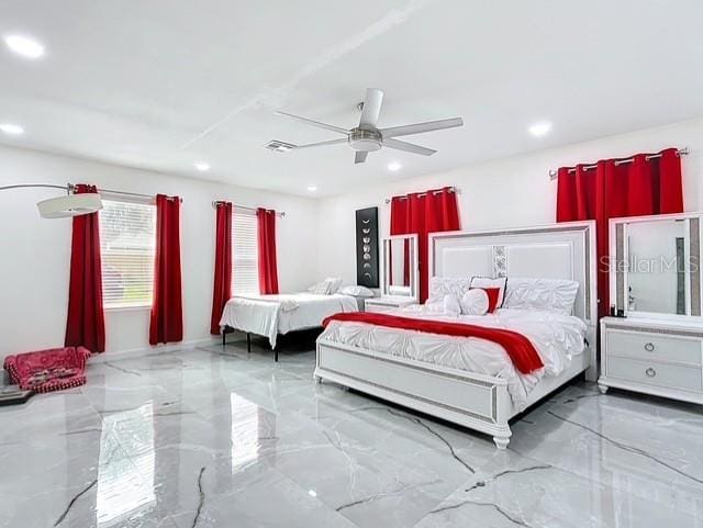 516 Petes Ln, Davenport, FL 33837 - bedroom with marble tiled flooring, recessed lighting, and ceiling fan