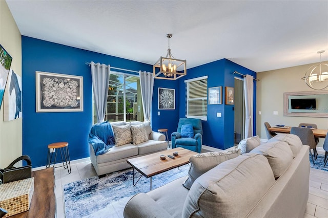 424 Ocean Course Ave, Davenport, FL 33896 - living room with a chandelier and baseboards