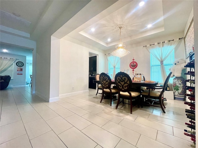 16611 Toccoa Row, Winter Garden, FL 34787 - dining space with a raised ceiling, light tile patterned floors, and recessed lighting