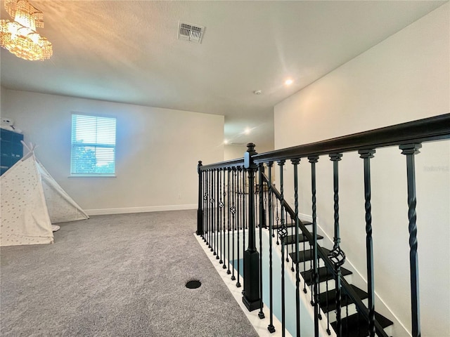 16611 Toccoa Row, Winter Garden, FL 34787 - stairs featuring carpet, a chandelier, and recessed lighting