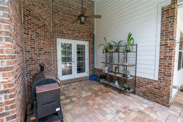 1550 Kevin Ln, Deland, FL 32724 - view of patio / terrace with french doors, grilling area, and a ceiling fan