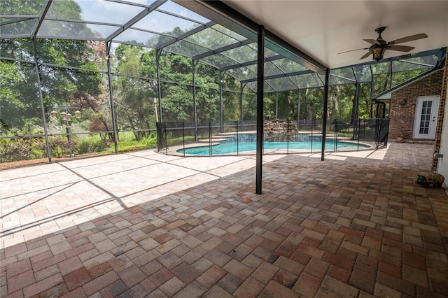 1550 Kevin Ln, Deland, FL 32724 - view of pool with a patio area, ceiling fan, and a lanai