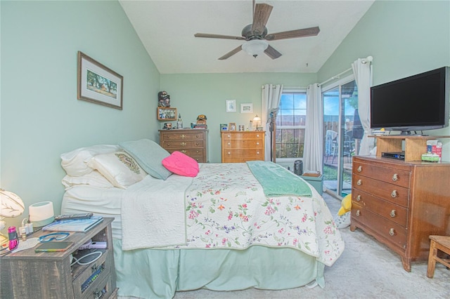 4545 Southfield Ave, Orlando, FL 32812 - carpeted bedroom with lofted ceiling, access to exterior, and ceiling fan