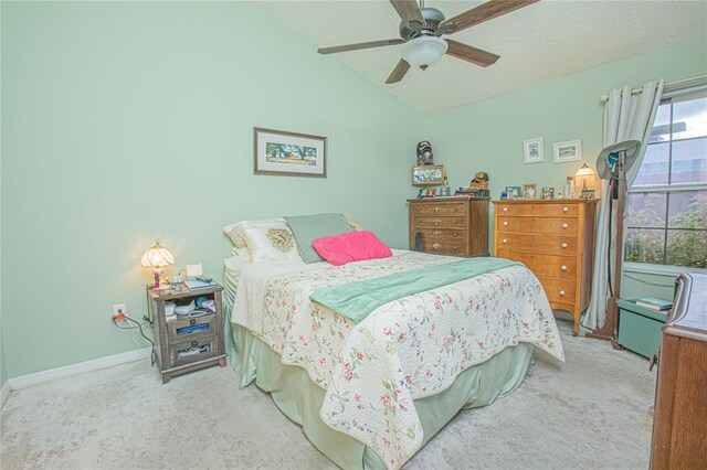 4545 Southfield Ave, Orlando, FL 32812 - carpeted bedroom featuring vaulted ceiling, a textured ceiling, and ceiling fan