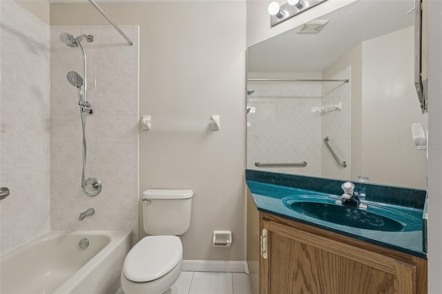 970 Sabal Grove Dr, Rockledge, FL 32955 - bathroom featuring tile patterned flooring, vanity, washtub / shower combination, toilet, and baseboards