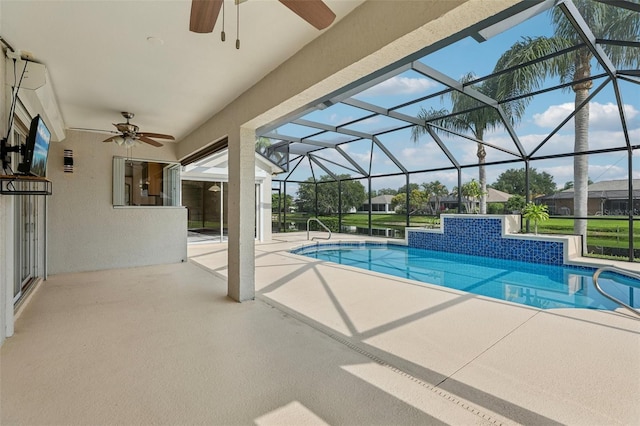 970 Sabal Grove Dr, Rockledge, FL 32955 - outdoor pool with ceiling fan, a patio area, and a lanai