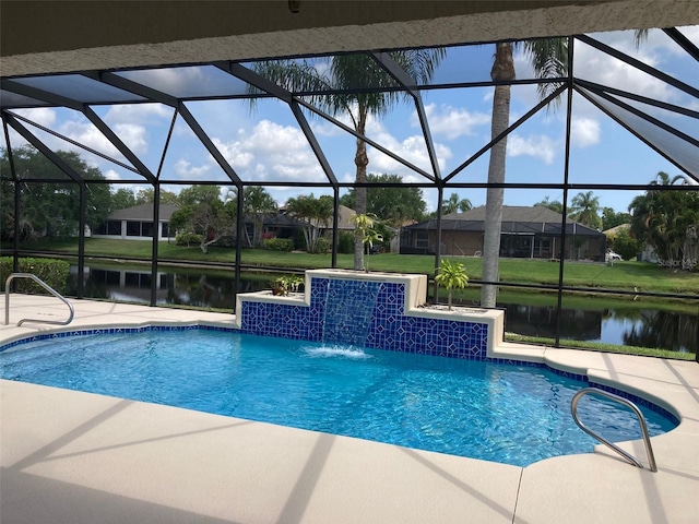 970 Sabal Grove Dr, Rockledge, FL 32955 - outdoor pool with a water view, a patio, and a lanai