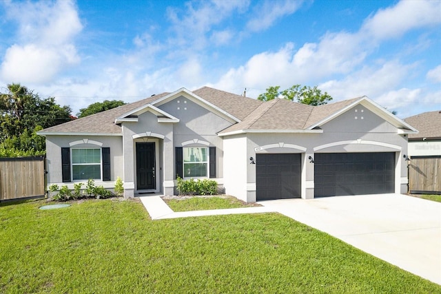 652 SW Mccoy Ave, Port St Lucie, FL 34953 - view of front of property featuring an attached garage, stucco siding, roof with shingles, and driveway