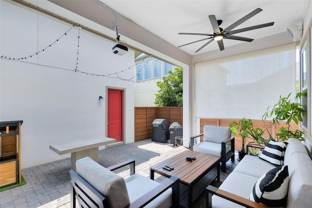13334 Beebe Aly, Orlando, FL 32827 - view of patio / terrace featuring an outdoor living space and a ceiling fan