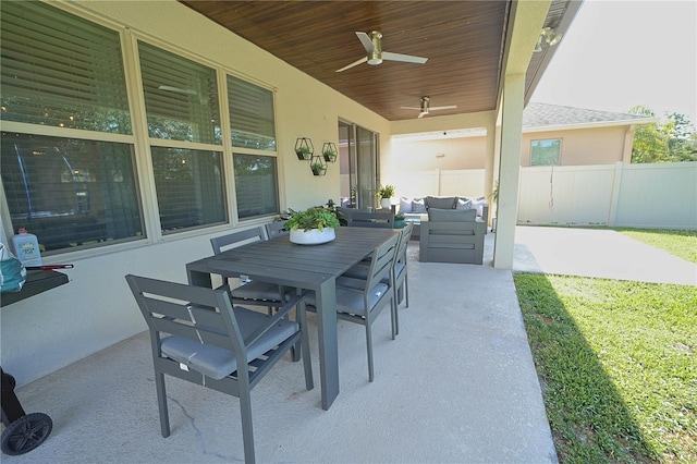 9257 Outlook Rock Trl, Windermere, FL 34786 - view of patio with a ceiling fan, outdoor dining area, and outdoor lounge area