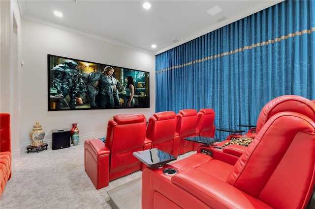 11103 Bridge House Rd, Windermere, FL 34786 - home theater room with ornamental molding, carpet flooring, recessed lighting, and baseboards