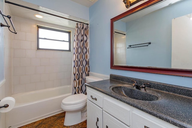 4739 Indian Gap Dr, Orlando, FL 32812 - full bathroom featuring vanity, toilet, and shower / tub combo with curtain