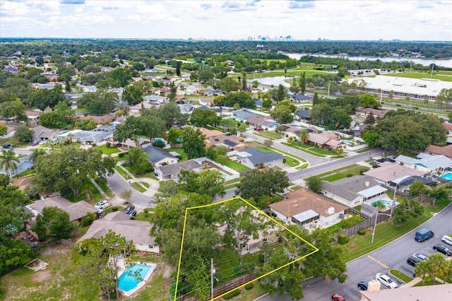 4739 Indian Gap Dr, Orlando, FL 32812 - aerial perspective of suburban area with property boundaries highlighted and a pool area