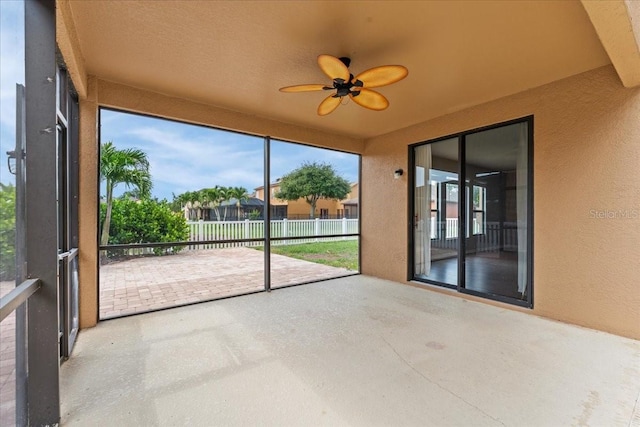 2753 Glenridge Cir, Merritt Island, FL 32953 - unfurnished sunroom featuring ceiling fan and plenty of natural light