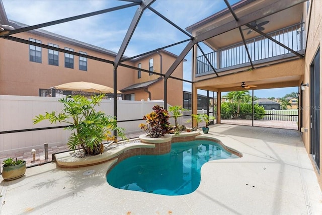 2753 Glenridge Cir, Merritt Island, FL 32953 - view of swimming pool featuring a patio area, a lanai, and a ceiling fan