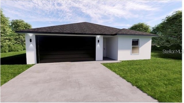17445 SW 25th Ct, Ocala, FL 34473 - view of front of house featuring driveway, an attached garage, a front lawn, and stucco siding