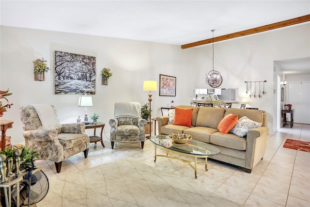 14 Escondido Ct Unit 134, Altamonte Springs, FL 32701 - living area featuring light tile patterned floors and a chandelier