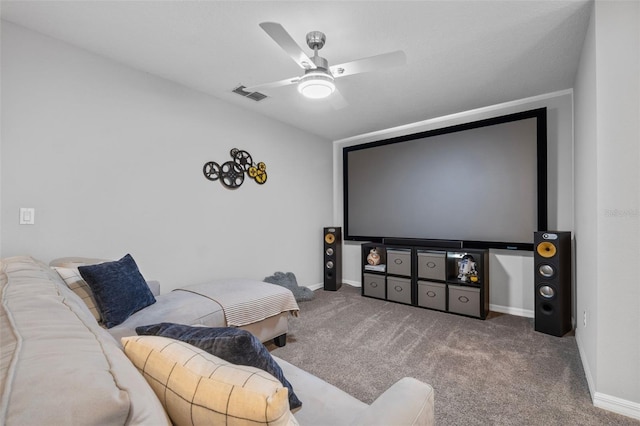 2620 Waterline St, Kissimmee, FL 34743 - carpeted home theater room featuring a ceiling fan and baseboards