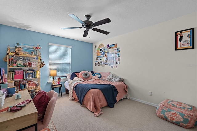 750 Maple Leaf Loop, Winter Springs, FL 32708 - carpeted bedroom featuring a textured ceiling, a ceiling fan, and baseboards