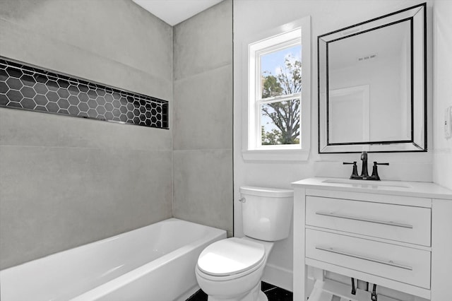 906 Kensington Dr, Orlando, FL 32808 - full bathroom with toilet, vanity, baseboards, and shower / tub combination