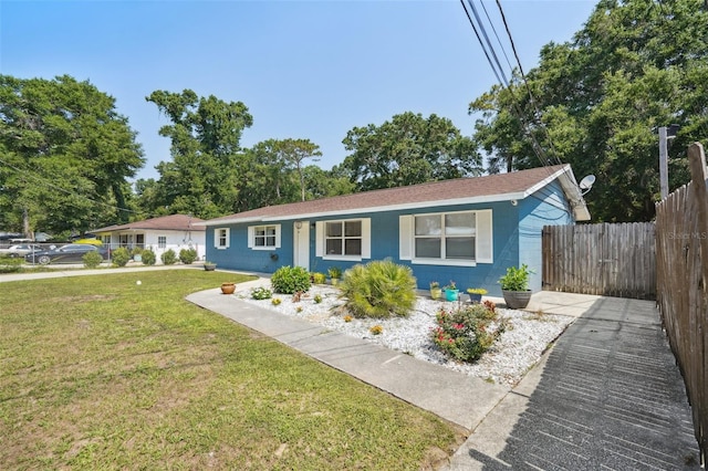 6663 NW 60th St, Ocala, FL 34482 - ranch-style house with concrete block siding, a porch, and a shingled roof