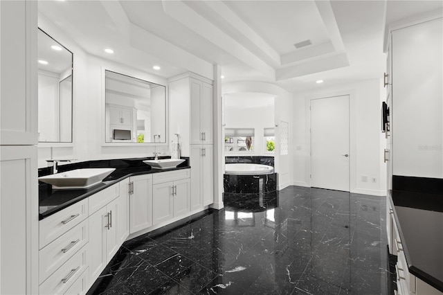 9138 Great Heron Cir, Orlando, FL 32836 - bathroom with a freestanding bath, recessed lighting, and double vanity