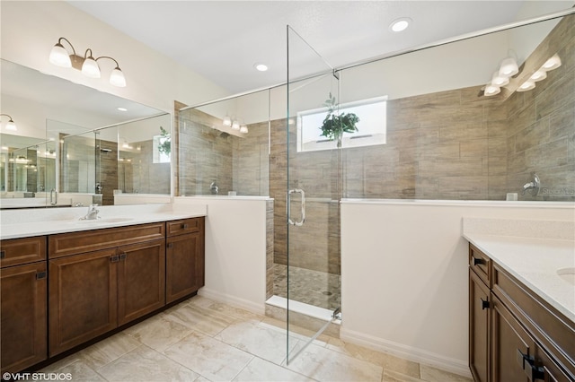 2659 Magpie Way, Sanford, FL 32773 - bathroom with vanity, a stall shower, and baseboards
