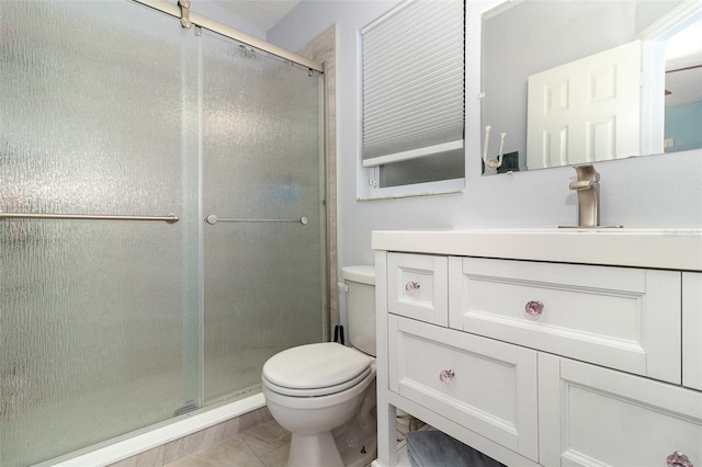 7058 Archwood Dr, Orlando, FL 32819 - bathroom featuring toilet, vanity, and a shower stall