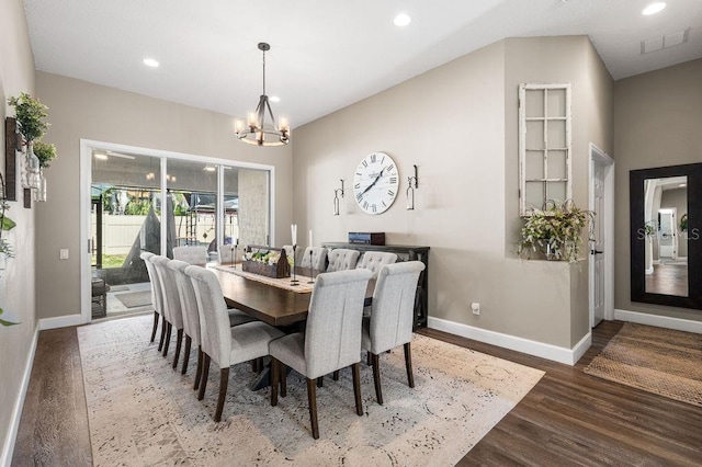 610 Strihal Loop, Oakland, FL 34787 - dining area with a chandelier, wood finished floors, baseboards, and recessed lighting