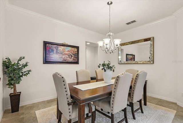 1613 Water Elm Ct, Orlando, FL 32825 - dining room with a chandelier, crown molding, and baseboards