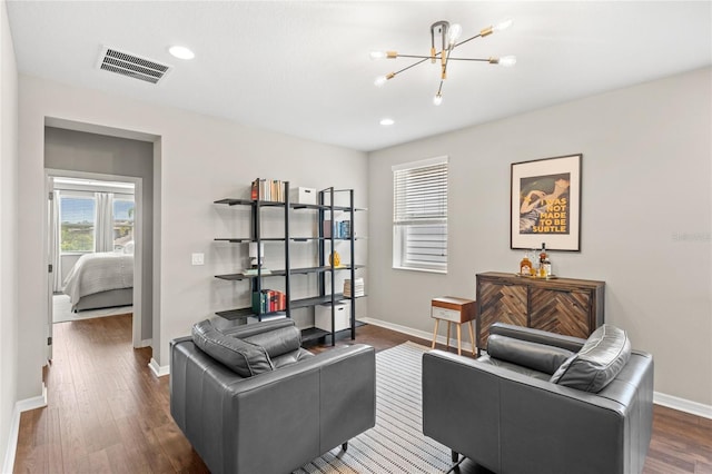 16013 Tollington Aly, Winter Garden, FL 34787 - living area featuring a chandelier, baseboards, dark wood finished floors, and recessed lighting