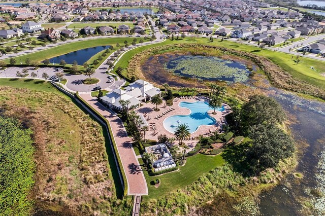 15477 Blackbead St, Winter Garden, FL 34787 - aerial view of property's location featuring a nearby body of water, nearby suburban area, and a pool