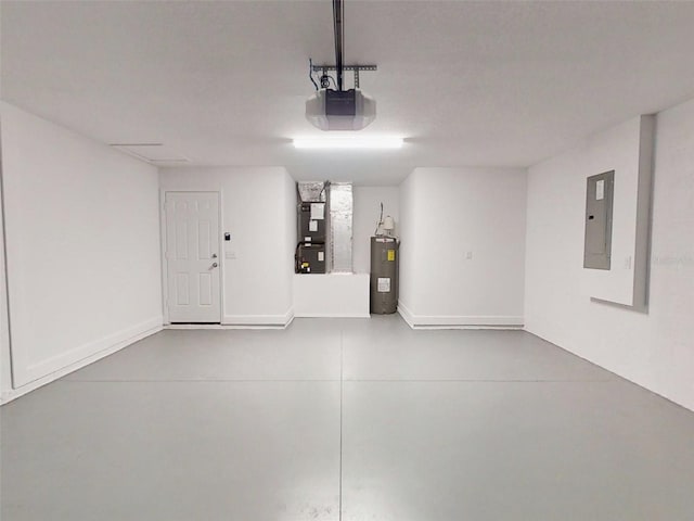 4333 SW 157th Ter, Ocala, FL 34481 - garage featuring electric panel, water heater, a garage door opener, heating unit, and baseboards