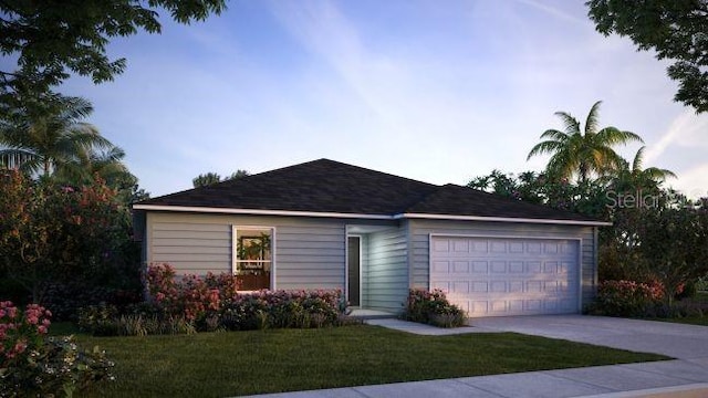 2352 W Newhope Ln, Citrus Springs, FL 34434 - ranch-style house featuring driveway, a garage, and a front yard