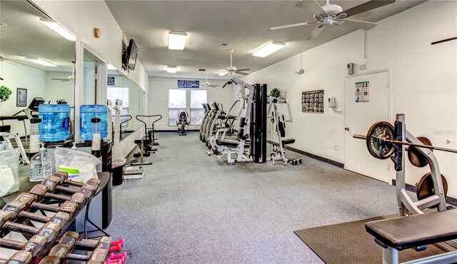 1110 Woodbine St, Fern Park, FL 32730 - workout area featuring ceiling fan and baseboards