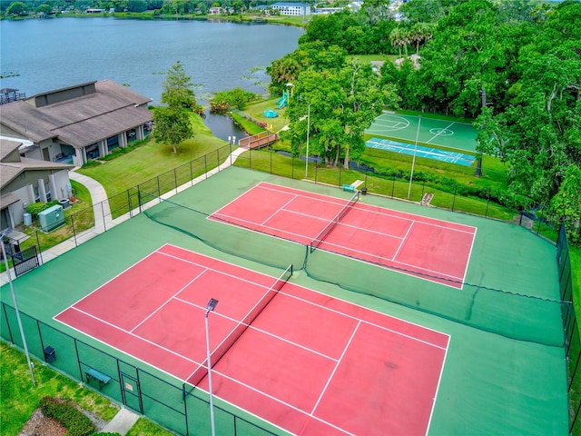 1110 Woodbine St, Fern Park, FL 32730 - view of tennis court featuring a water view